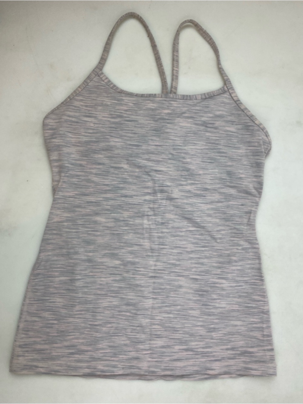 Lululemon Power Y Tank Size 8 Heathered Pink Gray Yoga Athleisure